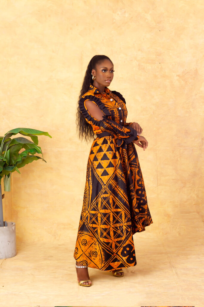 Asake Asymmetric Gown available for sale in Nigeria