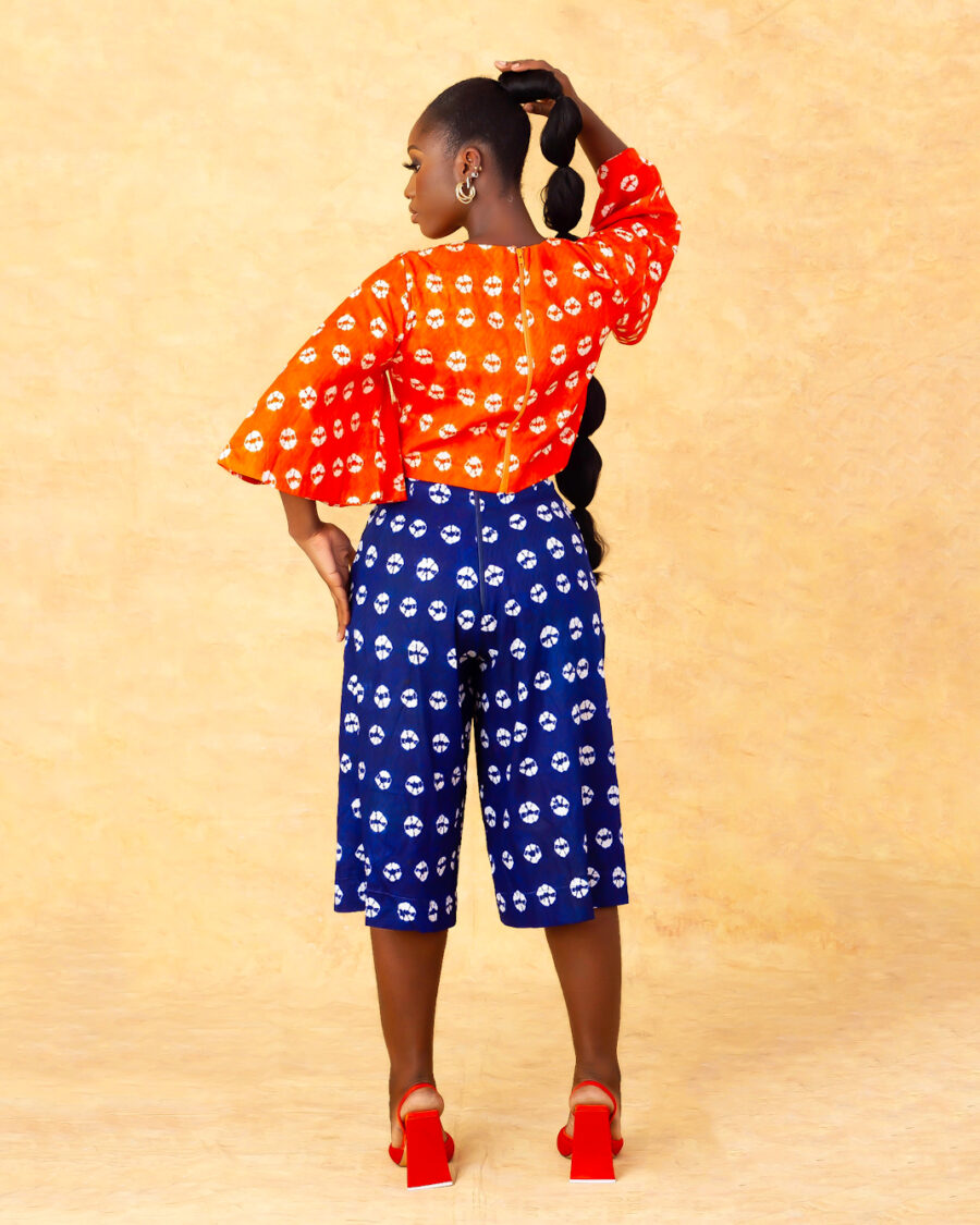 Coin Cullote Set (Adire Cotton) available for sale in Nigeria
