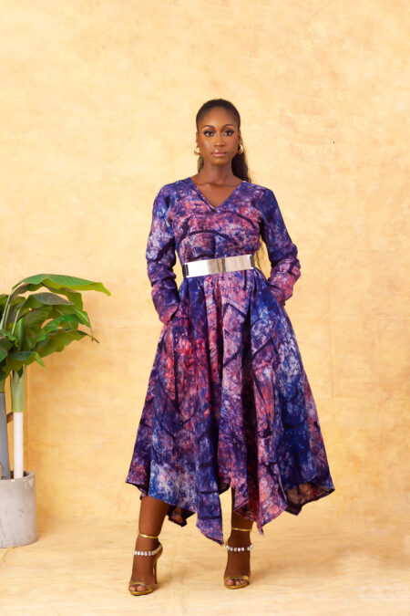 Michelle Gown (Adire Crepe) available for sale in Nigeria