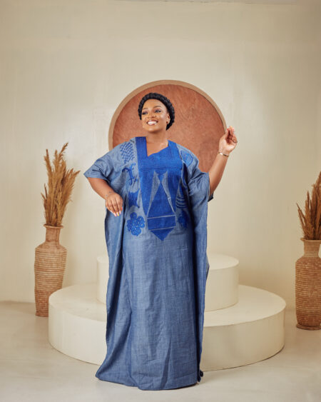 Blue Denim Boubou Available for Sale In Nigeria