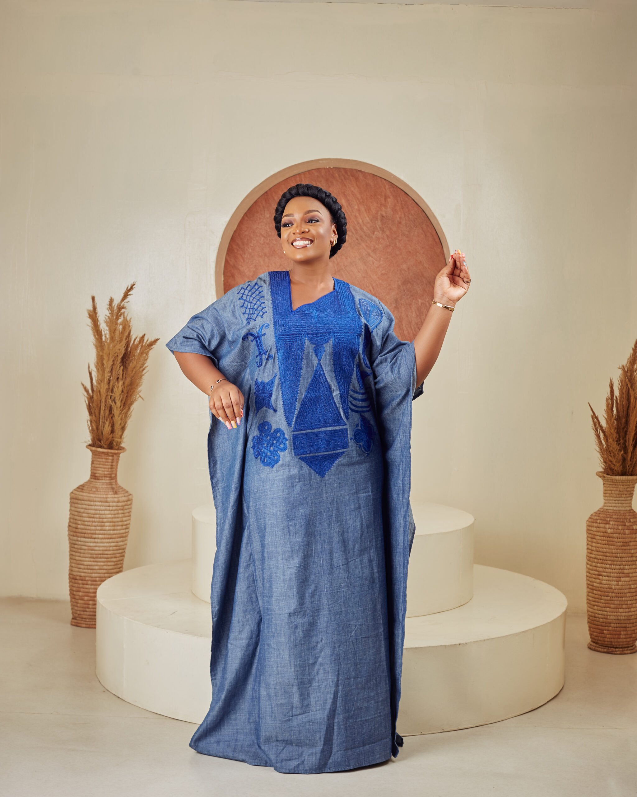 Blue Denim Boubou Available for Sale In Nigeria