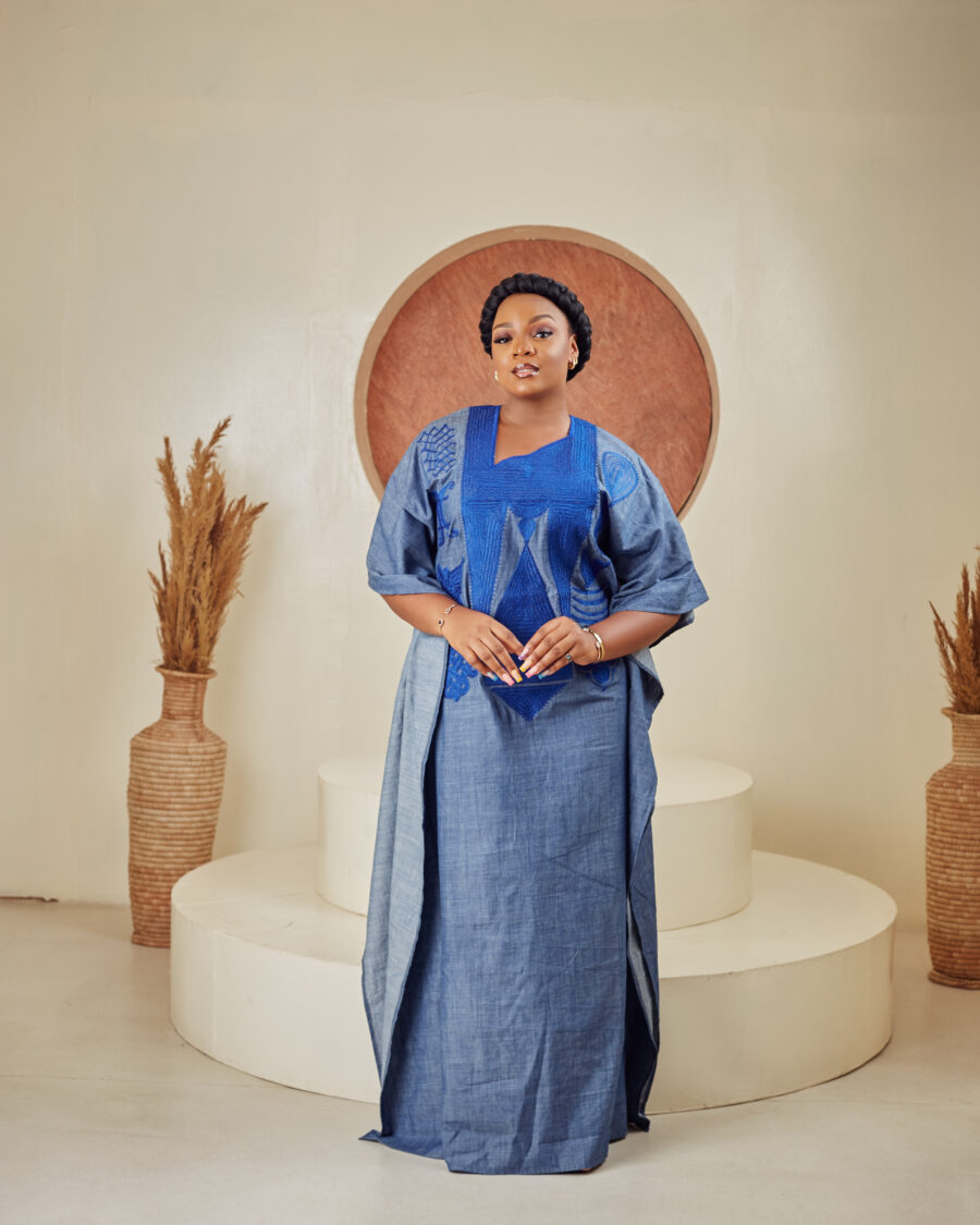 Blue Denim Boubou Available for Sale In Nigeria
