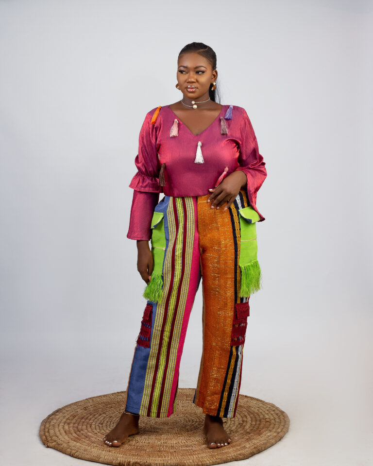 Aso Oke Tasseled fringes Top Set available for sale in Nigeria