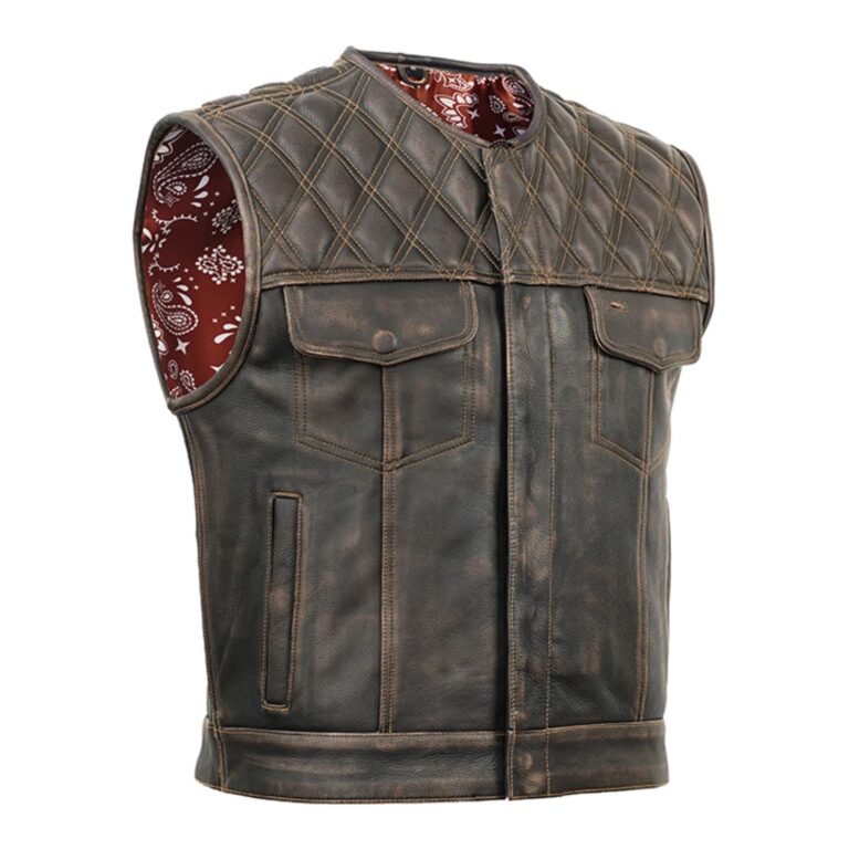 mens leather motorcycle vest
