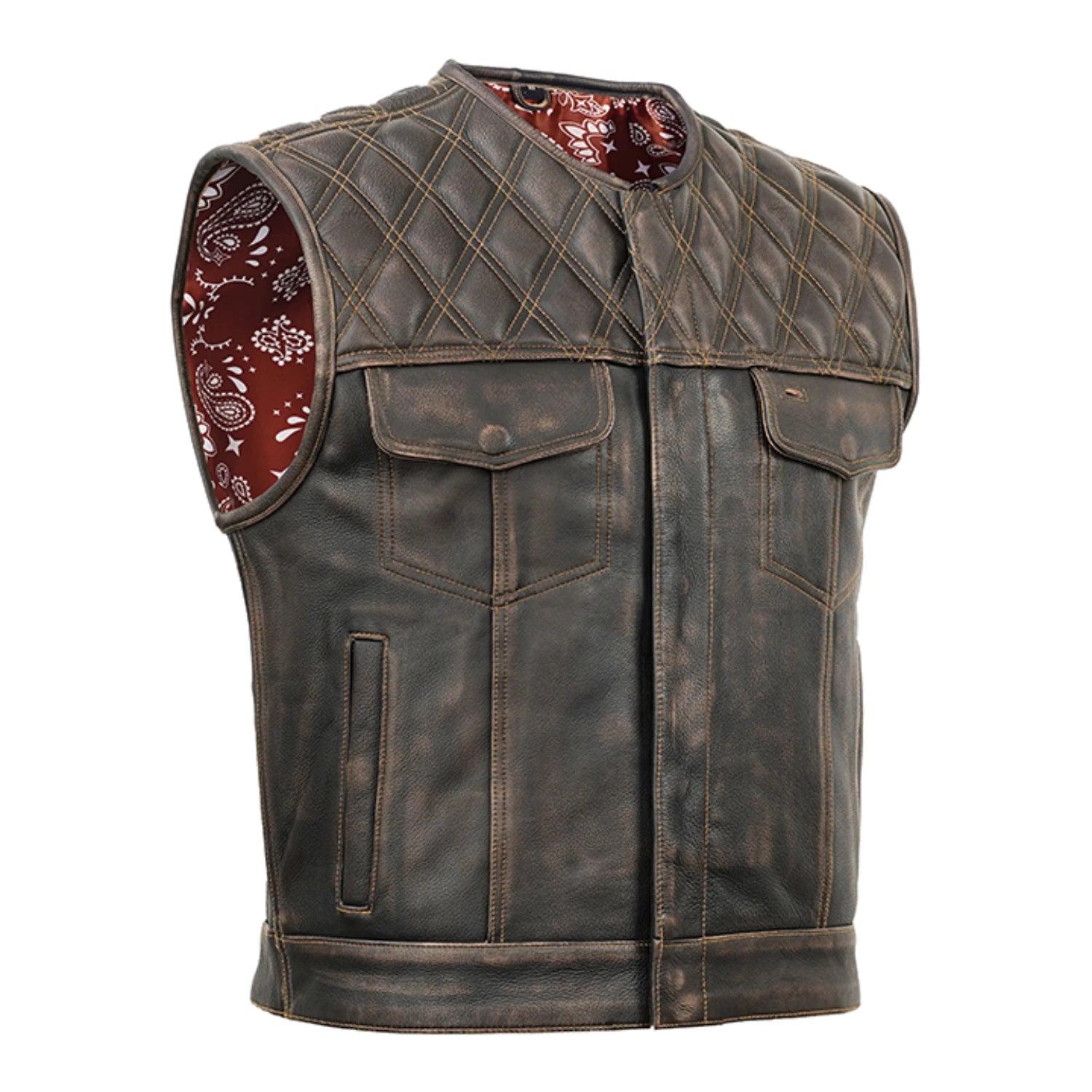 mens leather motorcycle vest